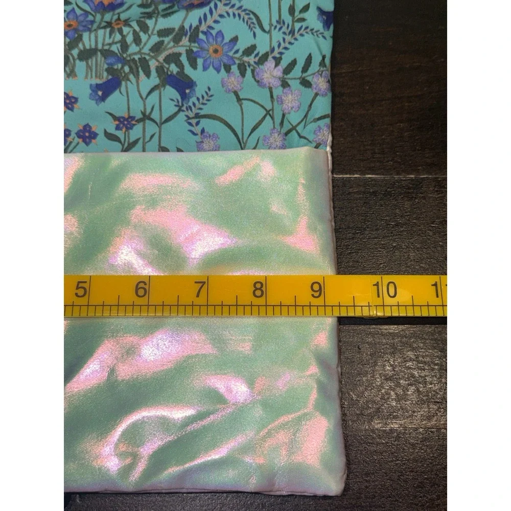 Gucci Beauty Iridescent Floral Makeup Pouch Green Pink Holographic Ribbon Clutch